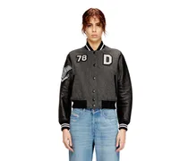 Kurz geschnittene Collegejacke aus Wolle und Leder - Lederjacken - Damen - Bunt