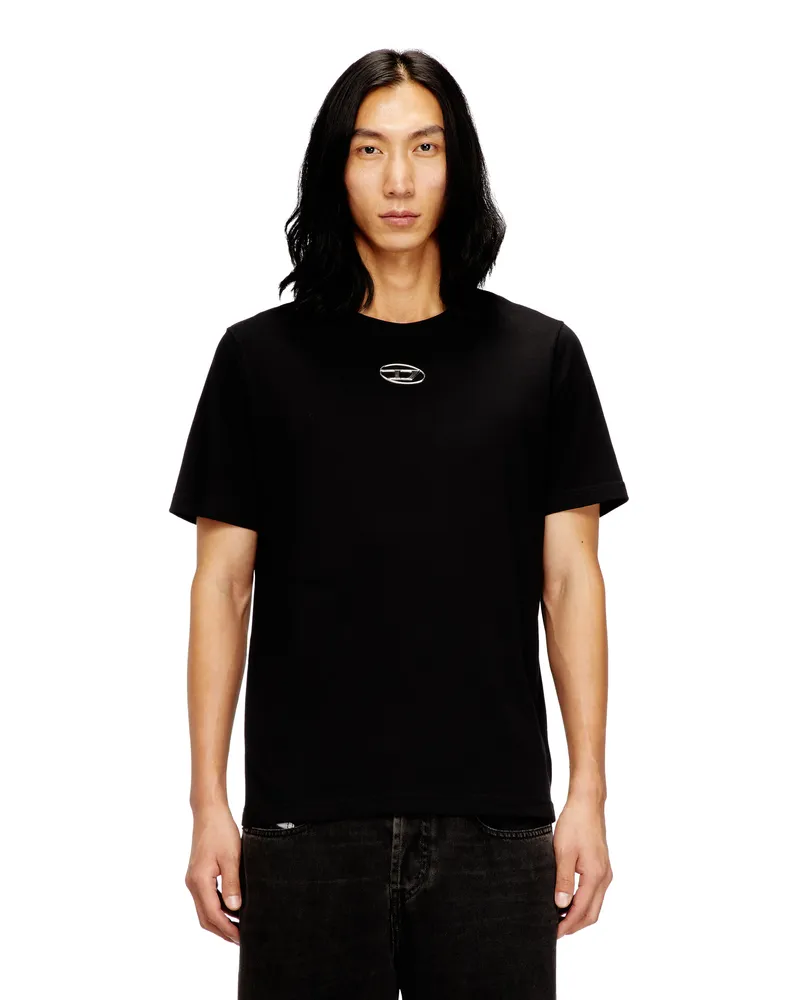 Diesel T-Shirt mit metallischem Oval D - T-Shirts - Herren - Schwarz Schwarz