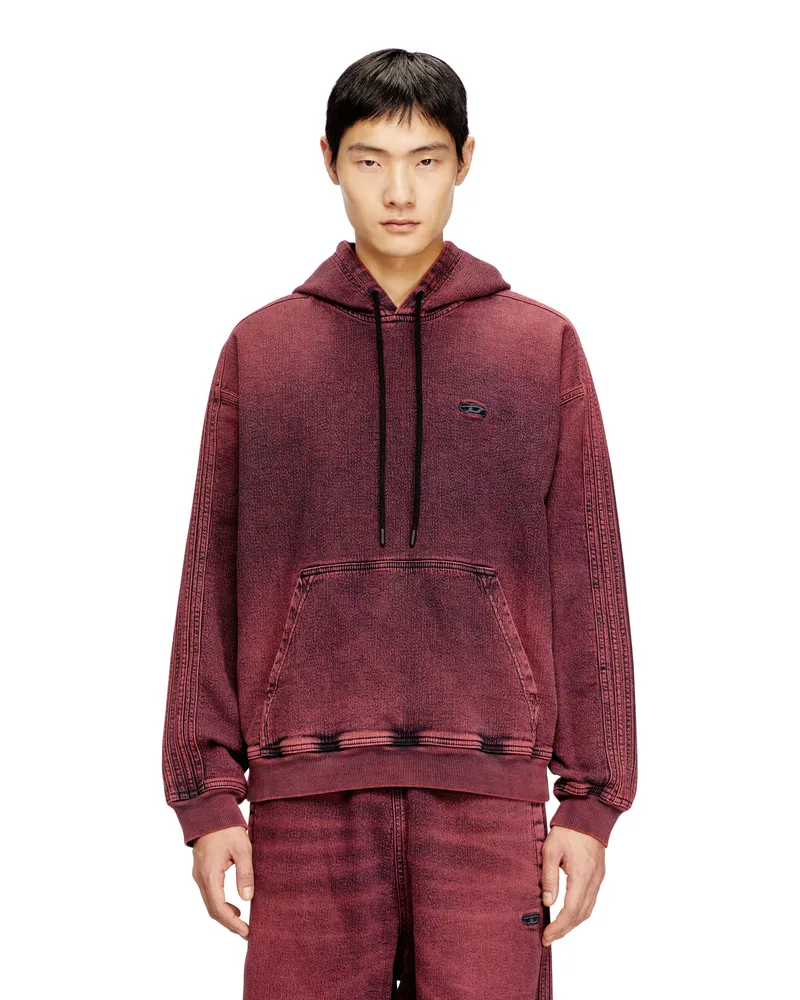 Diesel Hoodie aus indigoblauem Track-Denim mit Logo - Sweatshirts - Herren - Rot Rot