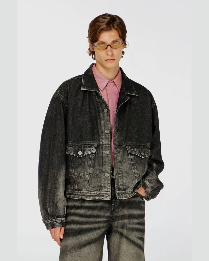 Diesel Trucker-Jacke aus Denim mit Dirty-Effekt - Denim jacken - Herren - Schwarz Schwarz