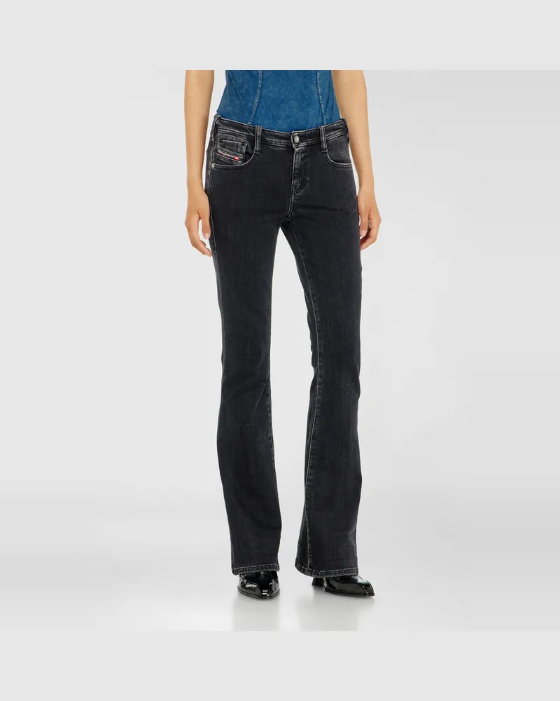 Diesel Bootcut Jeans Low Waist 1969 D-Ebbey, Schwarz/Dunkelgrau, Reißverschluss Schwarz