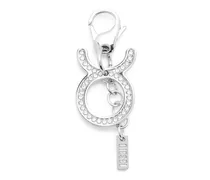 Metallischer Stier-Anhänger mit Strasssteinen - Charms und Schlüsselanhänger - Unisex - Silber