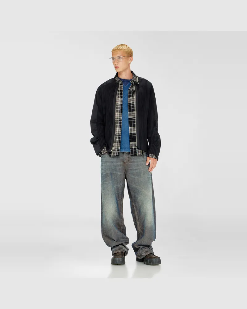 Diesel Reißverschluss-Cardigan mit Utility-Einsätzen - Strickwaren - Herren - Schwarz Schwarz