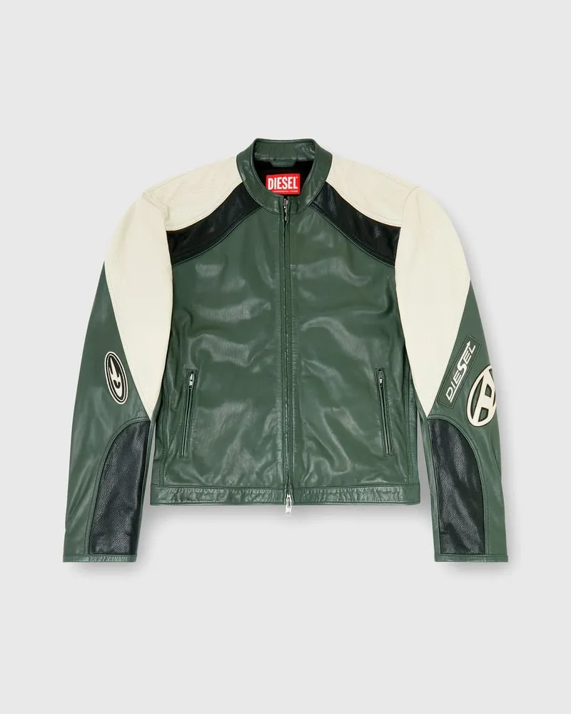 Diesel Bikerjacke aus perforiertem Colour-Block-Leder - Lederjacken - Herren - Bunt Bunt