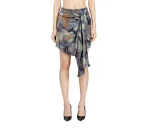 Geknoteter Skort aus bedrucktem Satin - Kurze Hosen - Damen - Bunt