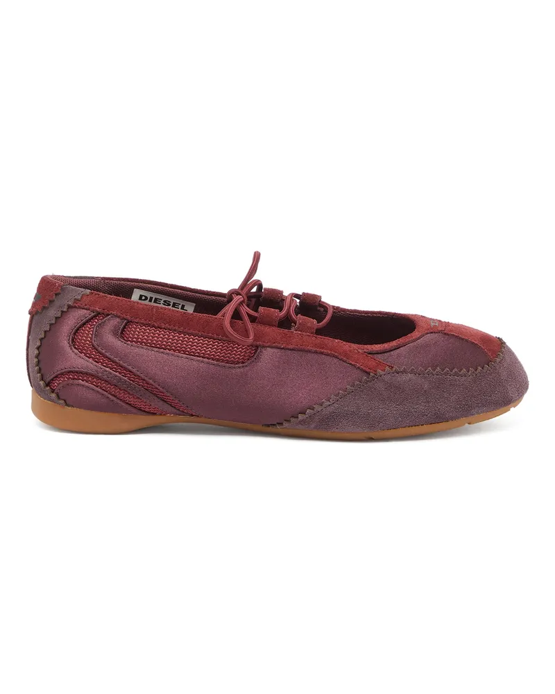 Diesel D-Mile - Ballerinaschnürschuhe aus Leder und Mesh - Flats - Damen - Rot Rot