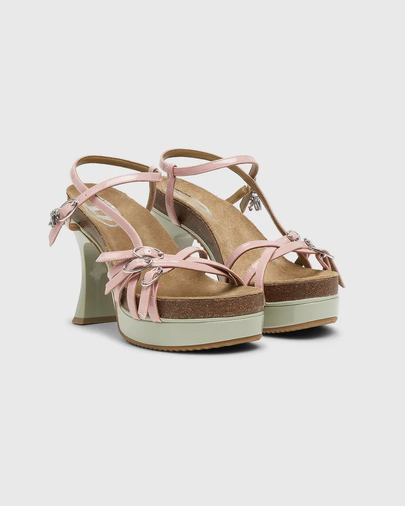 Diesel D-Woodstock-Riemchen-Plateausandalen aus glänzendem PU - Sandalen - Damen - Bunt Bunt