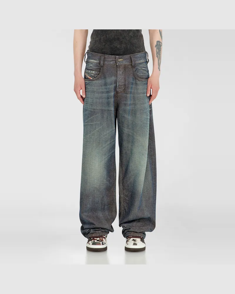 Diesel Relaxed Jeans Regular Waist 1997 D-Enim-M,, Knopfverschluss Blau