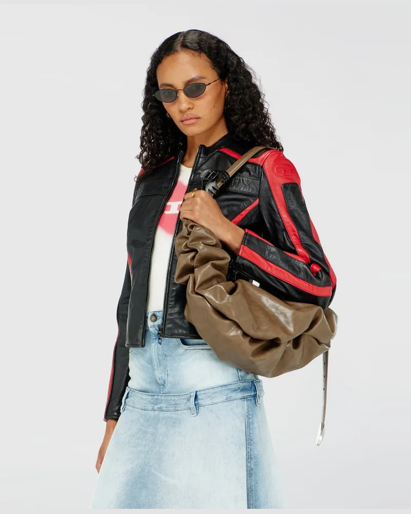 Diesel Bikerjacke aus Leder im Colour-Block-Design - Lederjacken - Damen - Bunt Bunt