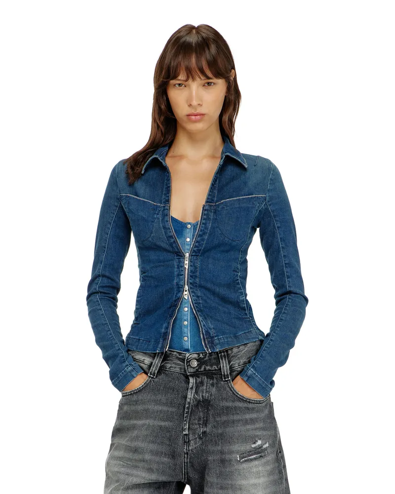 Diesel Hemd mit Reißverschluss aus denim - Denimhemden - Damen - Blau Blau