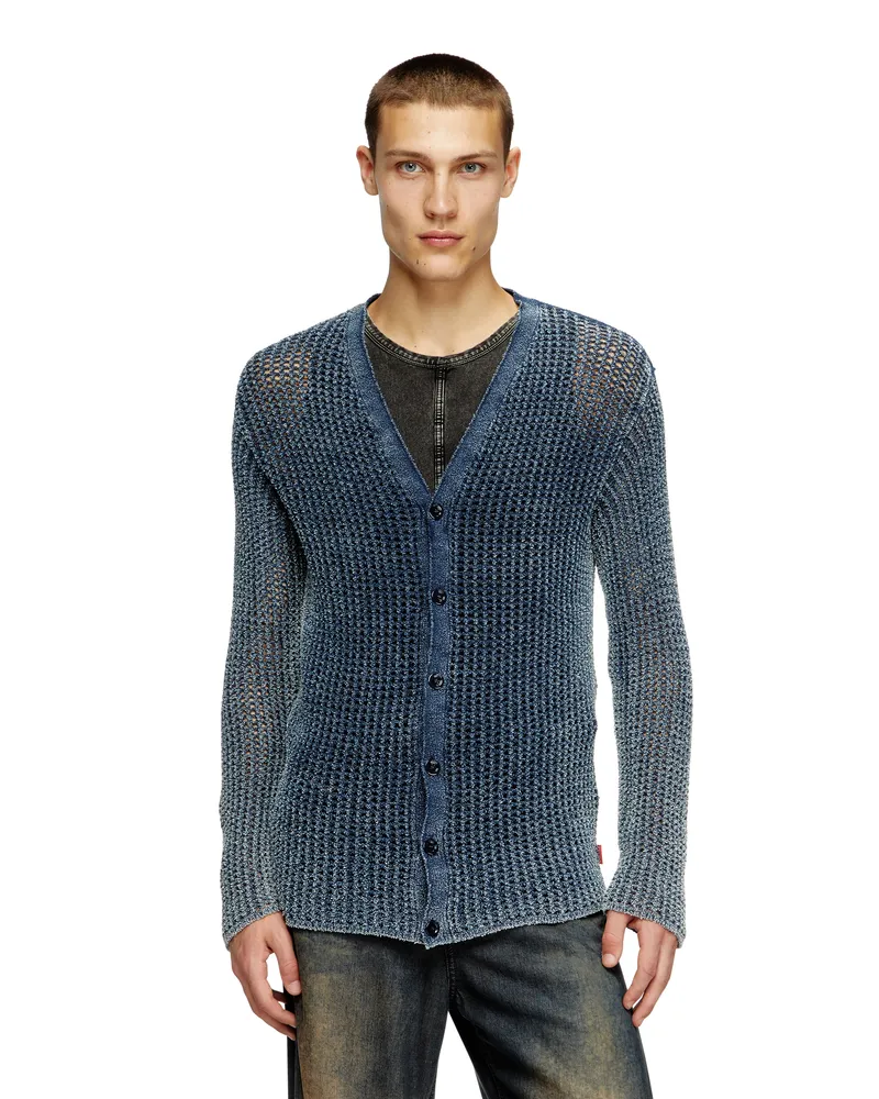 Diesel Cardigan aus Mesh und Denim-Garn - Strickwaren - Herren - Blau Blau