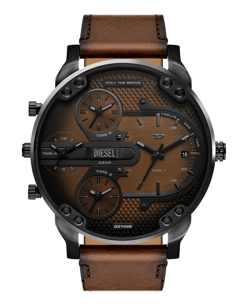 Diesel Mega Chief Slim Braunlederuhr - Uhren - Herren - Braun Braun