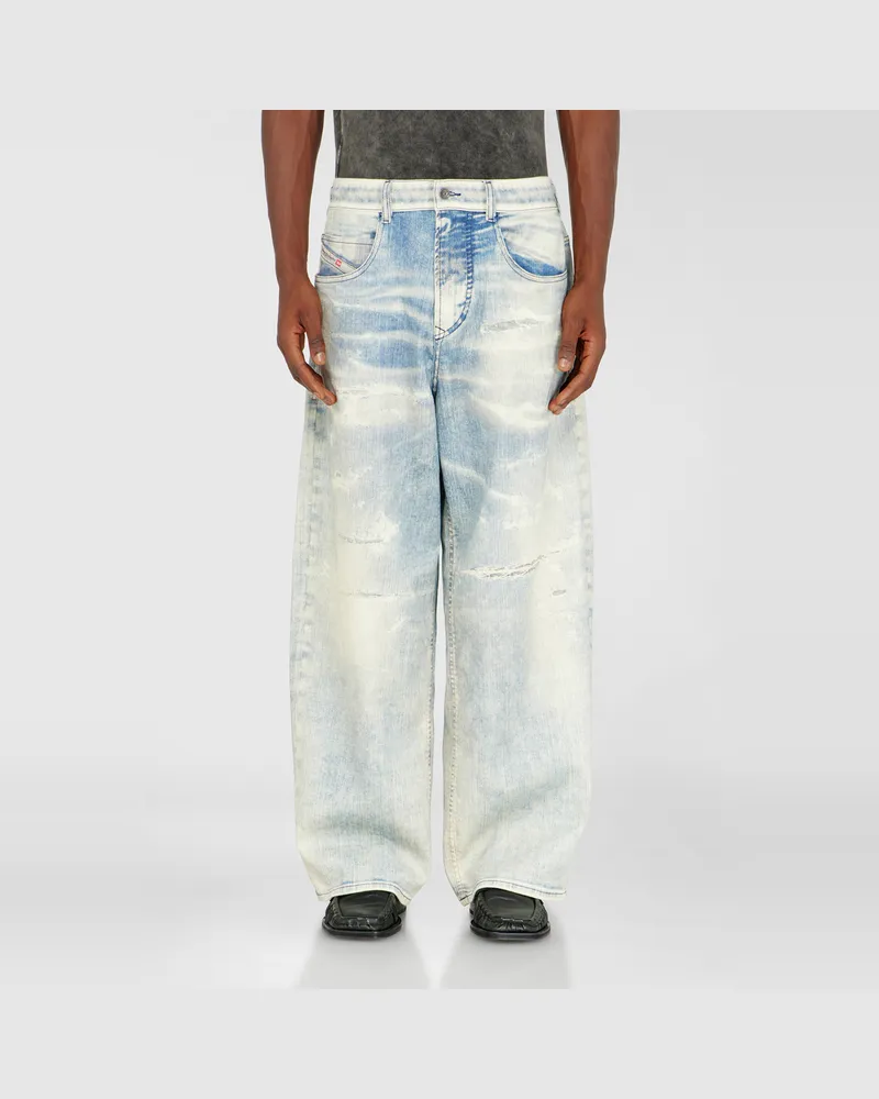 Diesel Relaxed Regular Waist 2097 D-Enim-M Joggjeans, Hellblau, Reißverschluss Blau
