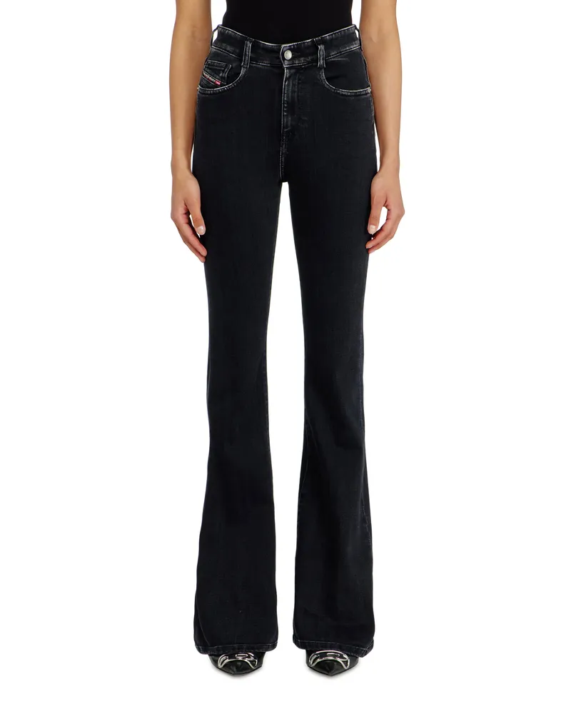 Diesel Bootcut Jeans High Waist 1973 D-Partt, Schwarz/Dunkelgrau, Reißverschluss Schwarz