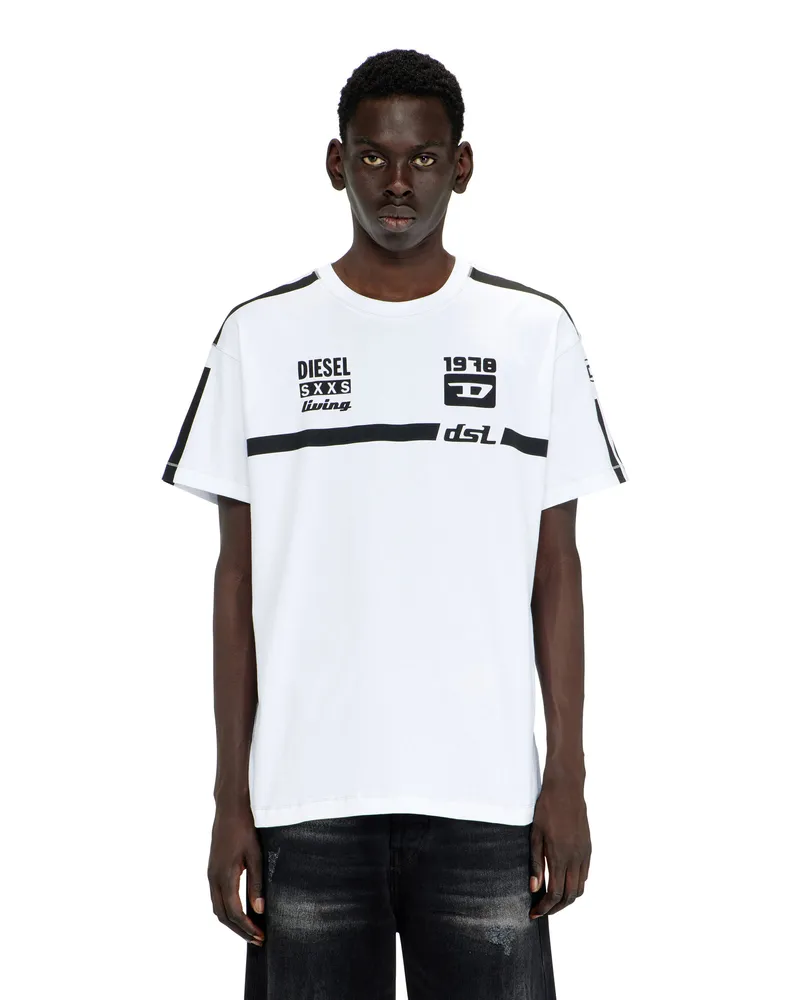 Diesel T-Shirt aus Baumwolle mit kontrastierenden Grafikprints - T-Shirts - Herren - Weiss Weiss