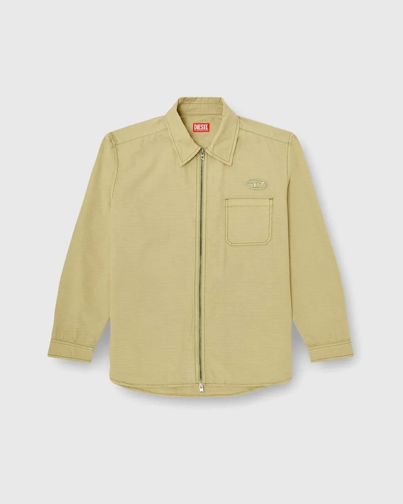 Diesel Ripstop-Hemd mit Reißverschluss - Hemden - Herren - Beige Beige