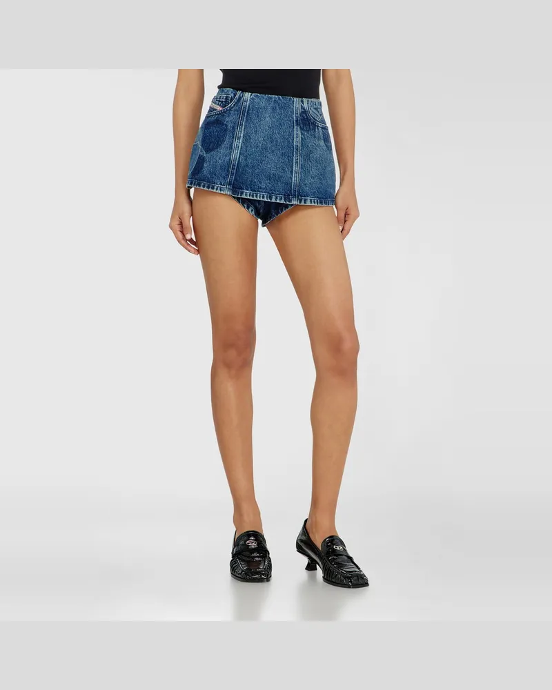 Diesel Denim-Peplum-Shorts mit Shadow-Patches - Kurze Hosen - Damen - Blau Blau