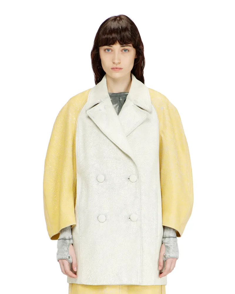 Diesel Cabanmantel mit Kokonärmeln aus Cracked-Leder - Lederjacken - Damen - Bunt Bunt