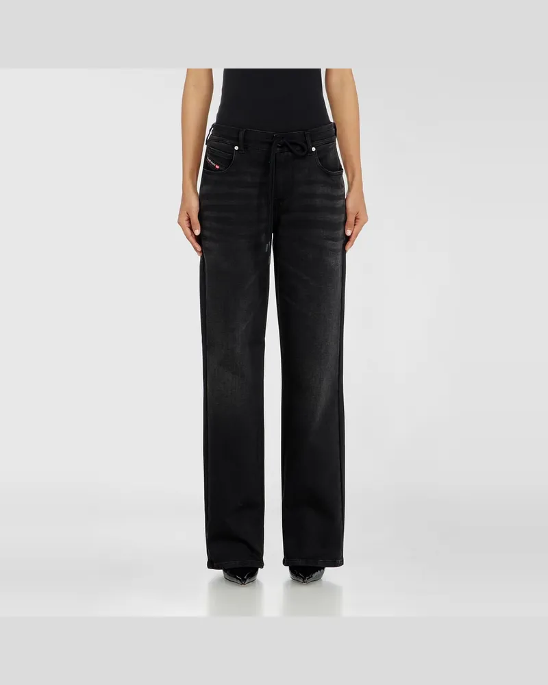 Diesel Regular Regular Waist 2071 D-Meel Joggjeans, Schwarz/Dunkelgrau, Reißverschluss Schwarz