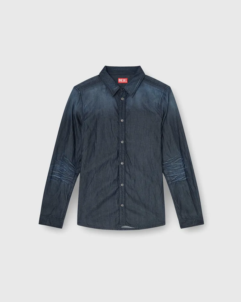 Diesel Hemd aus geknittertem Denim - Denimhemden - Herren - Blau Blau