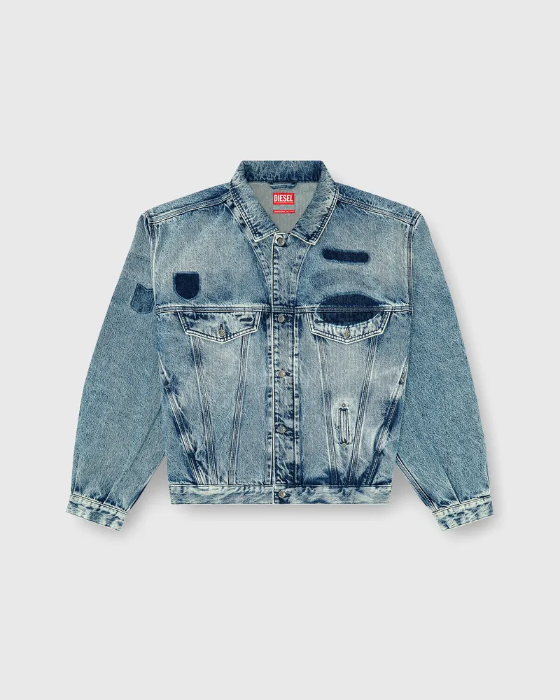 Diesel Trucker-Jacke mit Patch-Effekten - Denim jacken - Unisex - Blau Blau