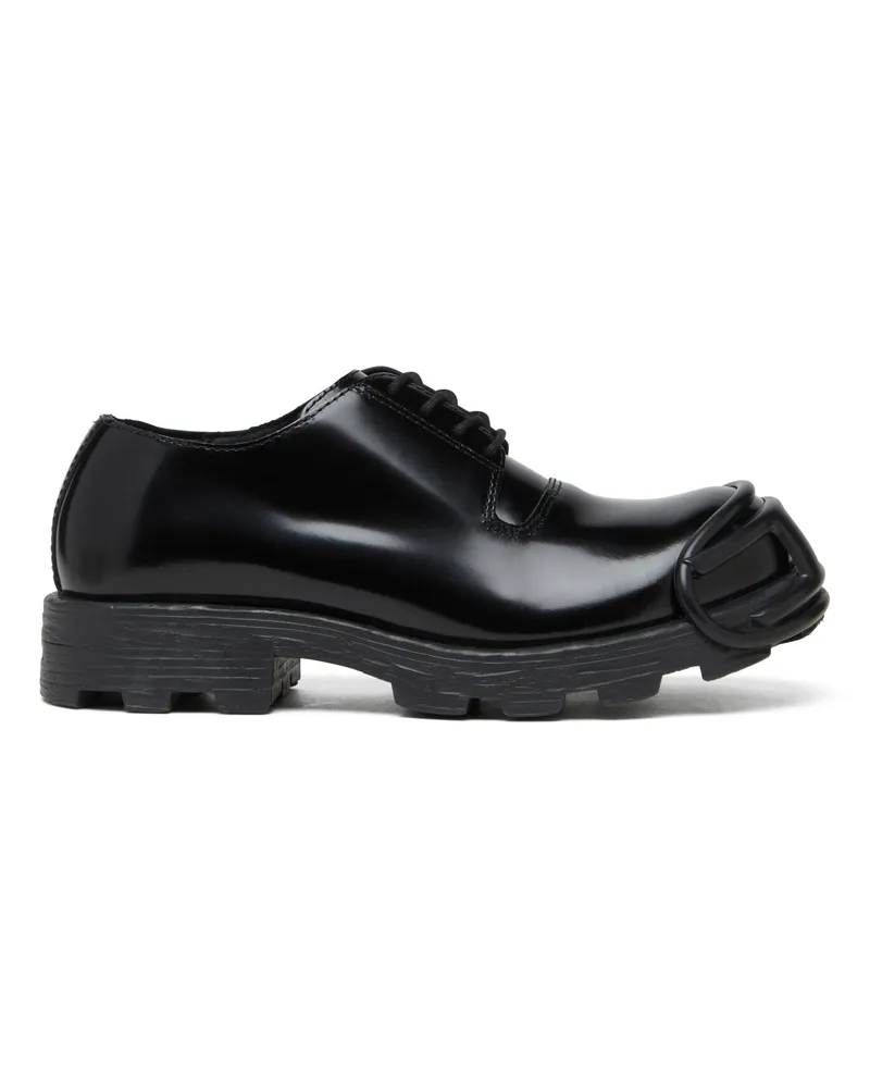 Diesel D-Hammer-Schnürschuhe aus Leder mit Oval D-Zehenkappe - Schnürschuhe und Clogs - Herren - Schwarz Schwarz