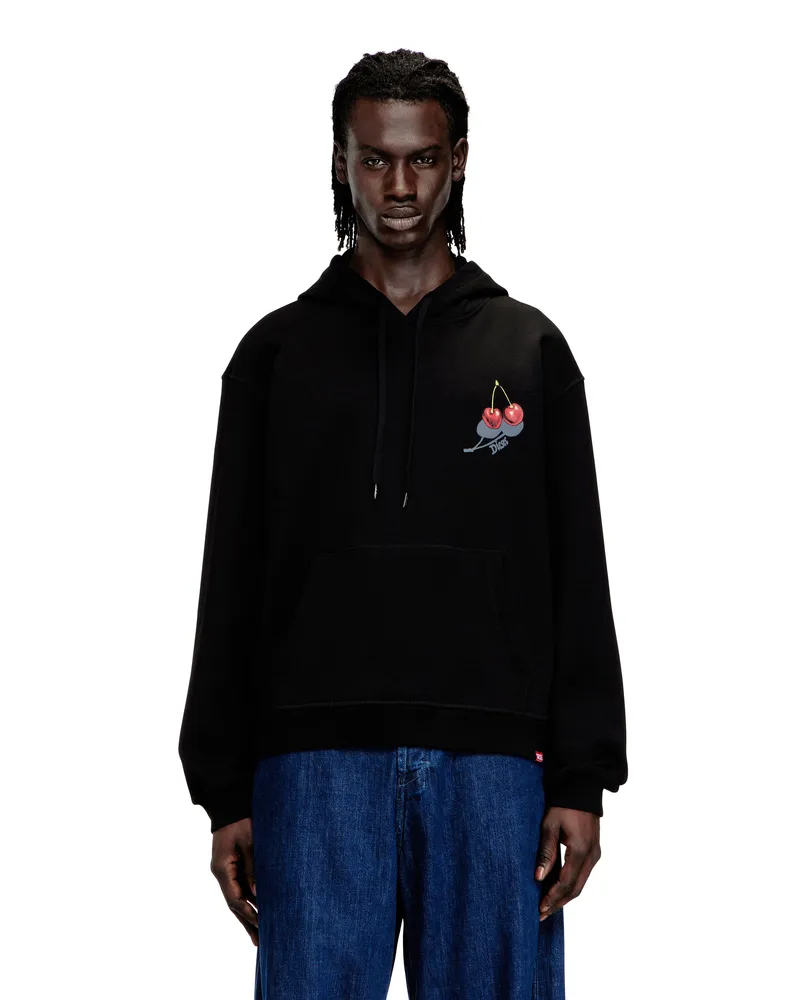 Diesel Sweatshirt aus Baumwolle mit Kirschendruck - Sweatshirts - Unisex - Schwarz Schwarz
