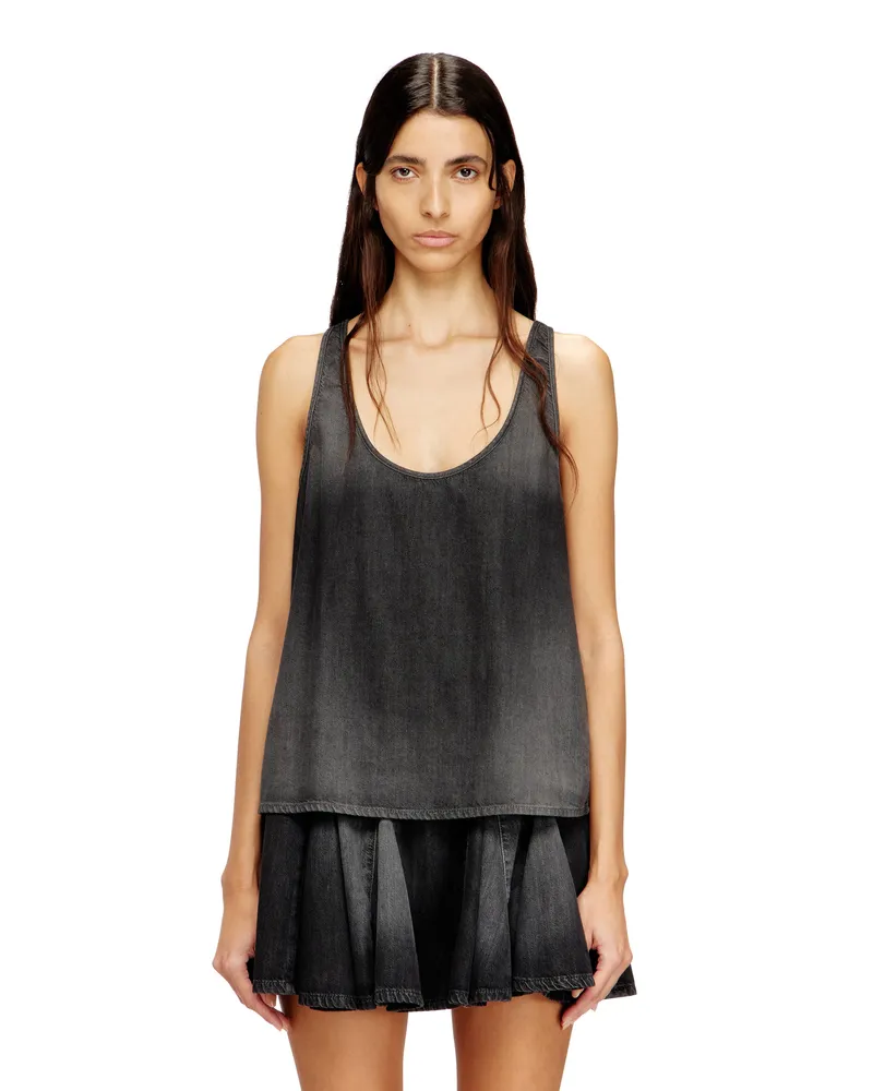 Diesel Top aus leichtem stonewashed Denim - Oberteile - Damen - Schwarz Schwarz