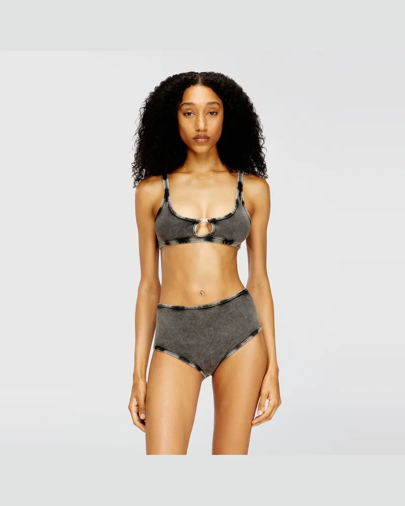 Diesel Bralette aus gerippter Baumwolle mit ovalem Schmuck-D - BHs - Damen - Grau Grau