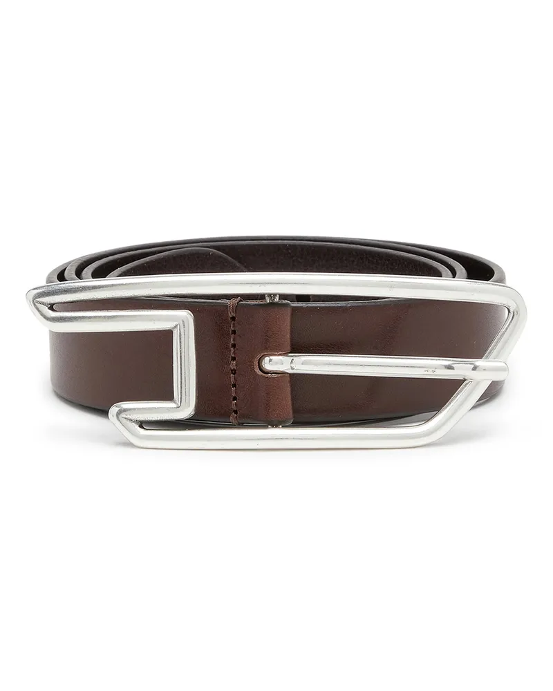 Diesel 3 cm breiter Ledergürtel mit D-Logo-Schnalle - Gürtel - Unisex - Braun Braun