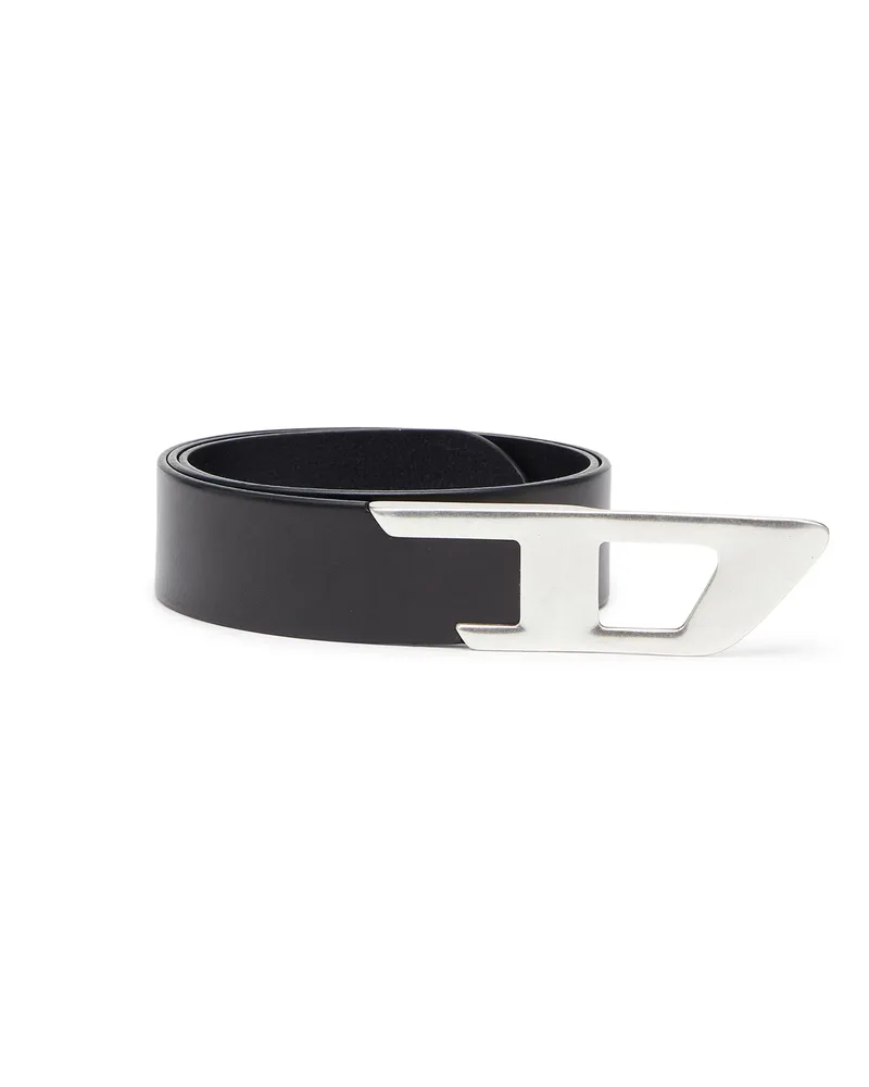 Diesel 4 cm Ledergürtel mit Metallschnalle in D-Form - Gürtel - Unisex - Schwarz Schwarz