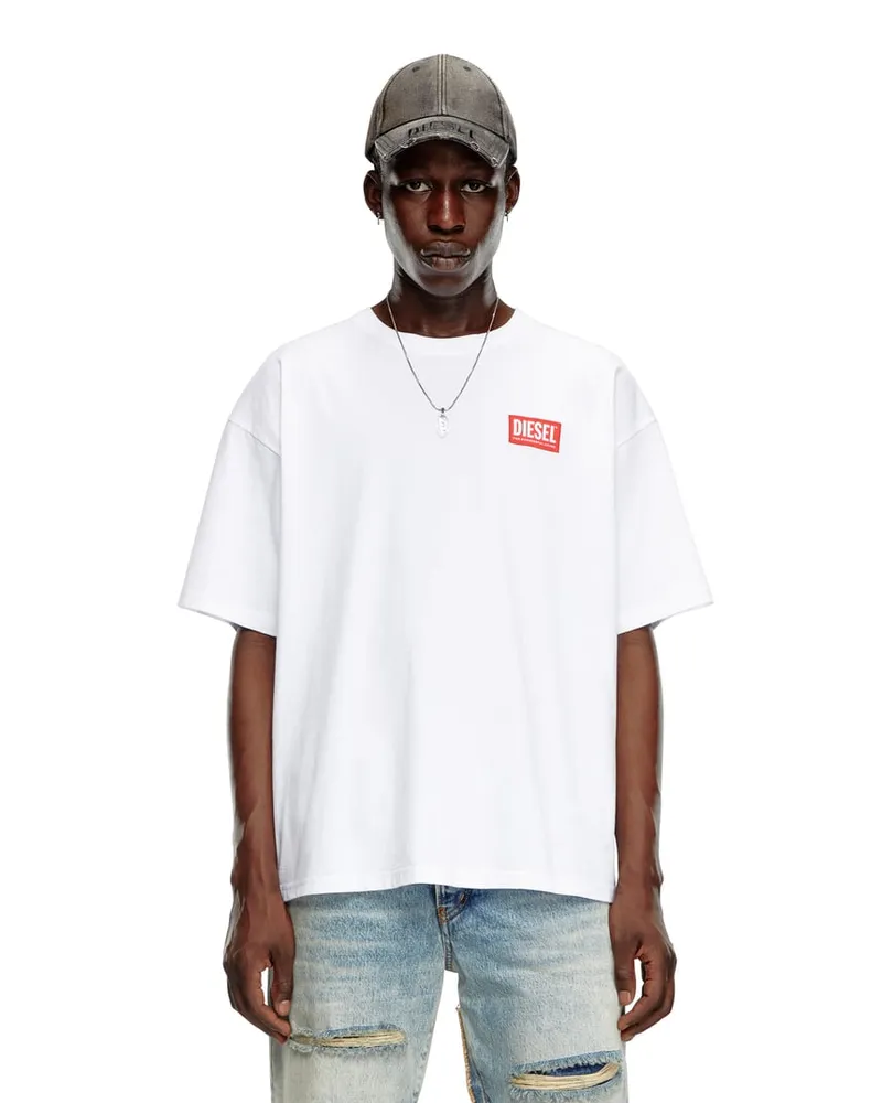 Diesel T-Shirt mit Jacquard-Logo-Patch - T-Shirts - Herren - Weiss Weiss