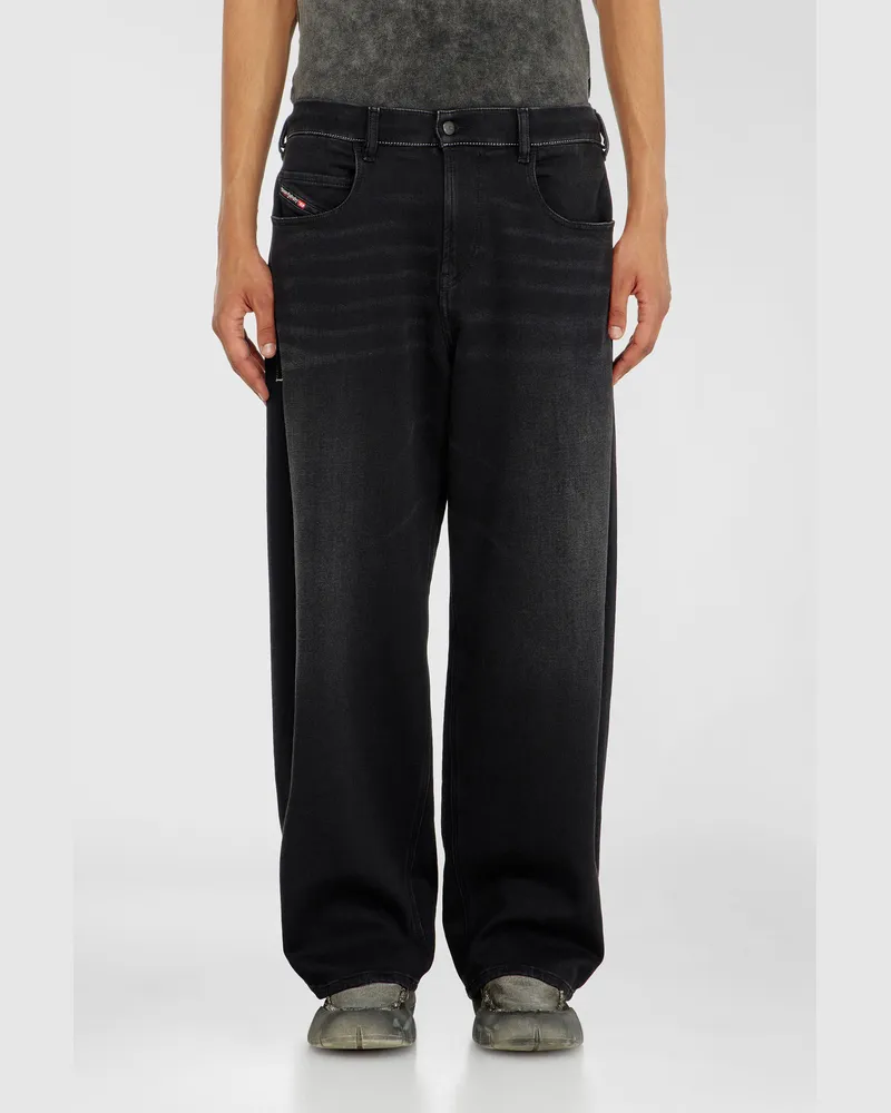 Diesel Relaxed Regular Waist 2097 D-Enim-M Joggjeans, Schwarz/Dunkelgrau, Reißverschluss Schwarz