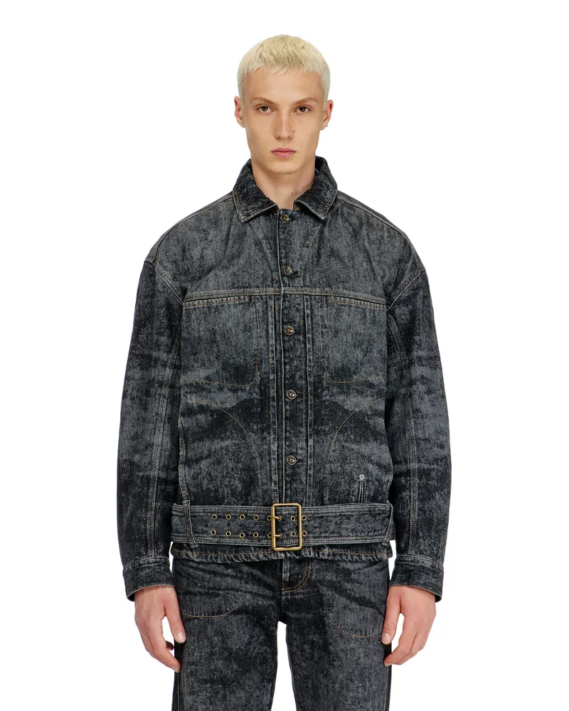 Diesel Biker-inspirierte Jeansjacke - Denim jacken - Herren - Schwarz Schwarz