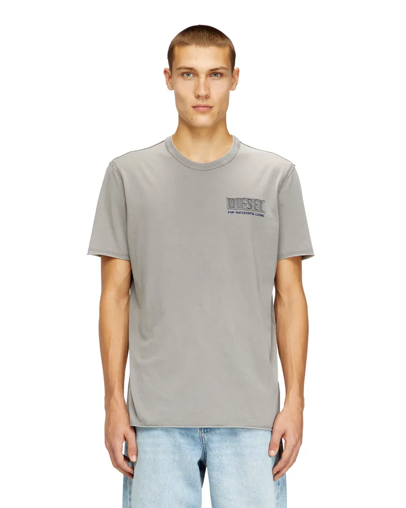 Diesel T-Shirt im Acid-Wash-Look mit rohen Kanten - T-Shirts - Herren - Grau Grau