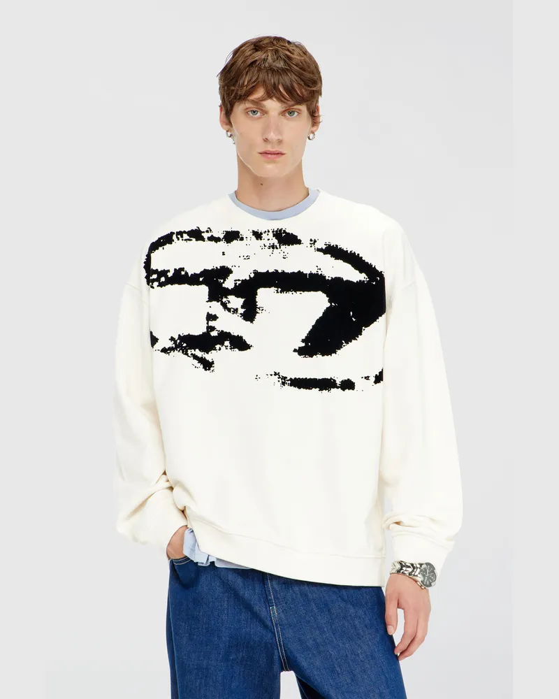 Diesel Baumwoll-Sweatshirt mit geflocktem Oval D - Sweatshirts - Herren - Bunt Bunt