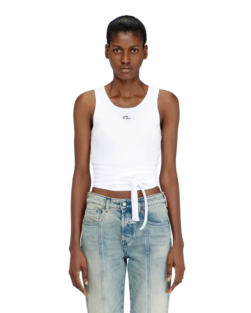 Diesel Crop-Top mit Wickelschnüren - T-Shirts - Damen - Weiss Weiss