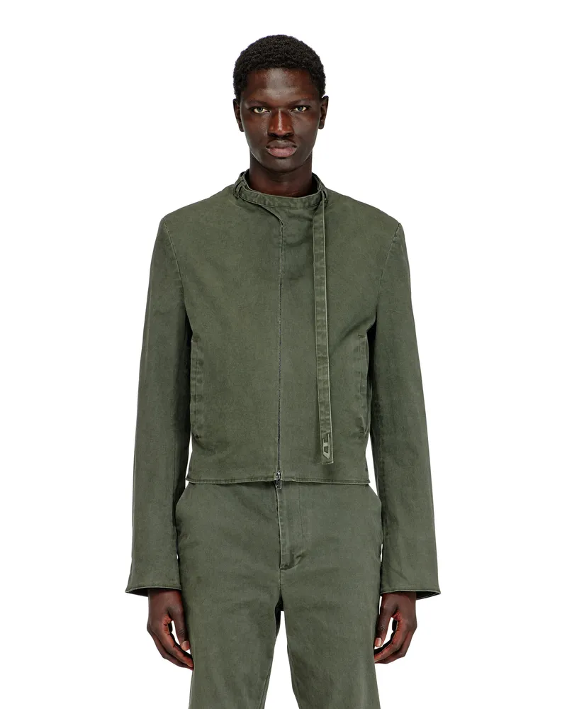 Diesel Beschichtete Baumwoll-Twill-Jacke mit Biker-Details - Jacken - Herren - Grün Grün