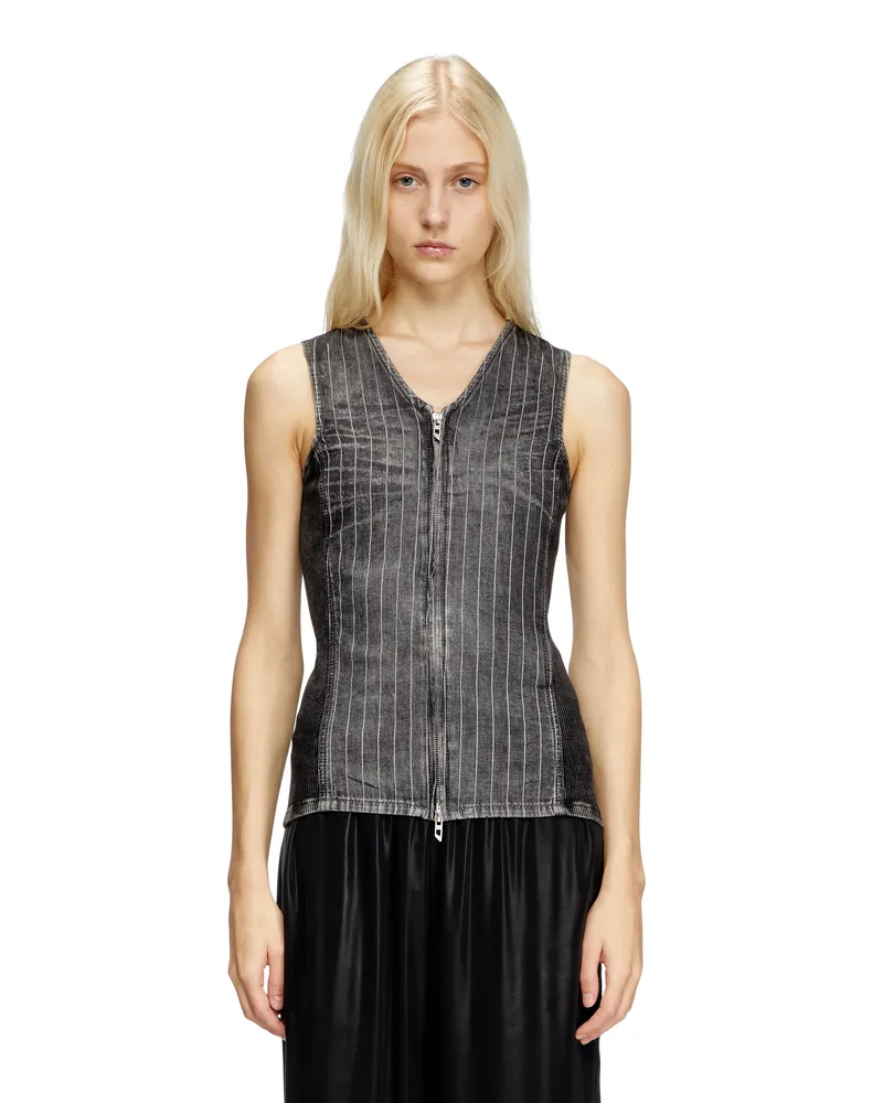 Diesel Top mit Reißverschluss aus Denim und Cord - Oberteile - Damen - Bunt Bunt