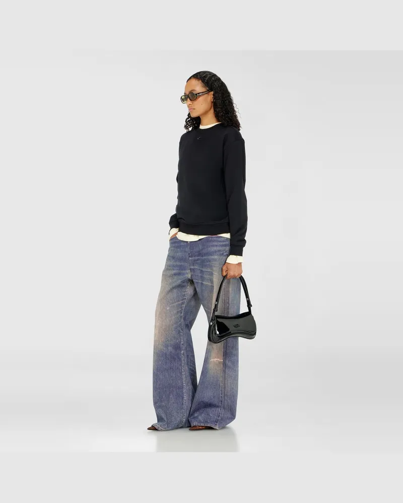 Diesel Baumwollsweatshirt mit ovaler D-Stickerei - Sweatshirts - Damen - Schwarz Schwarz