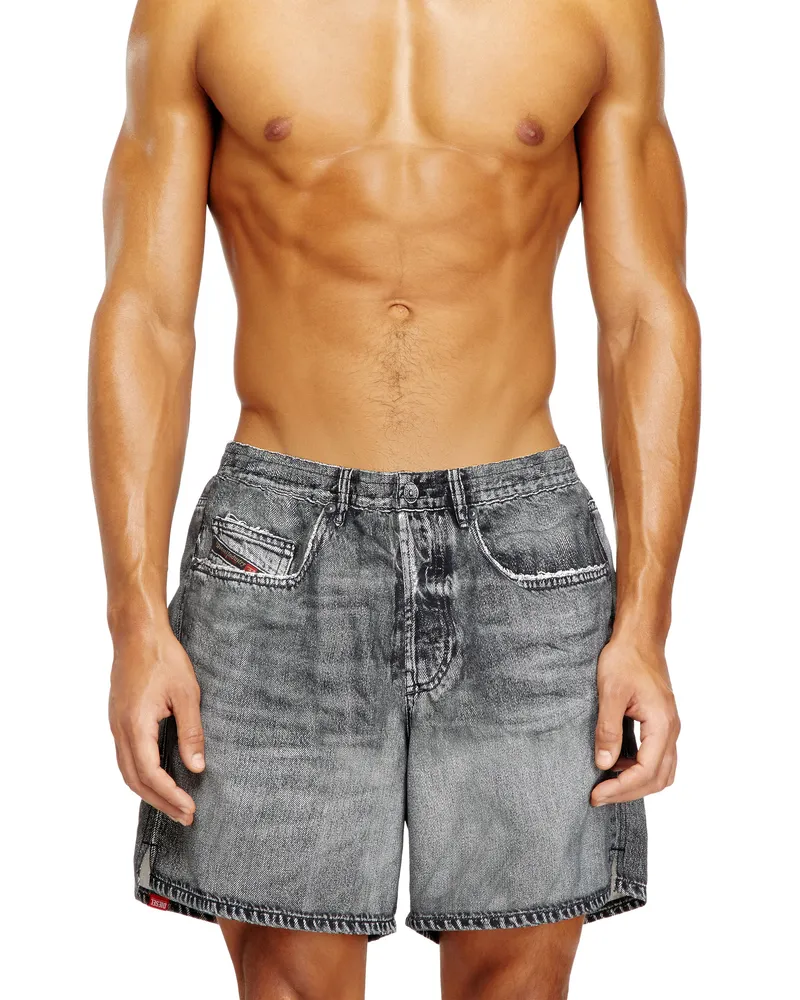 Diesel Badeshorts mit Denim-Trompe-l'ail-Print - Badeshorts - Herren - Grau Grau