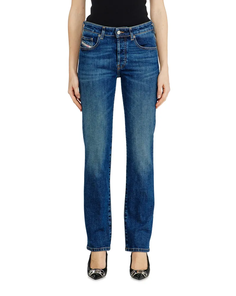 Diesel Regular Jeans Low Waist 1989 D-Mine, Mittelblau, Knopfverschluss Blau
