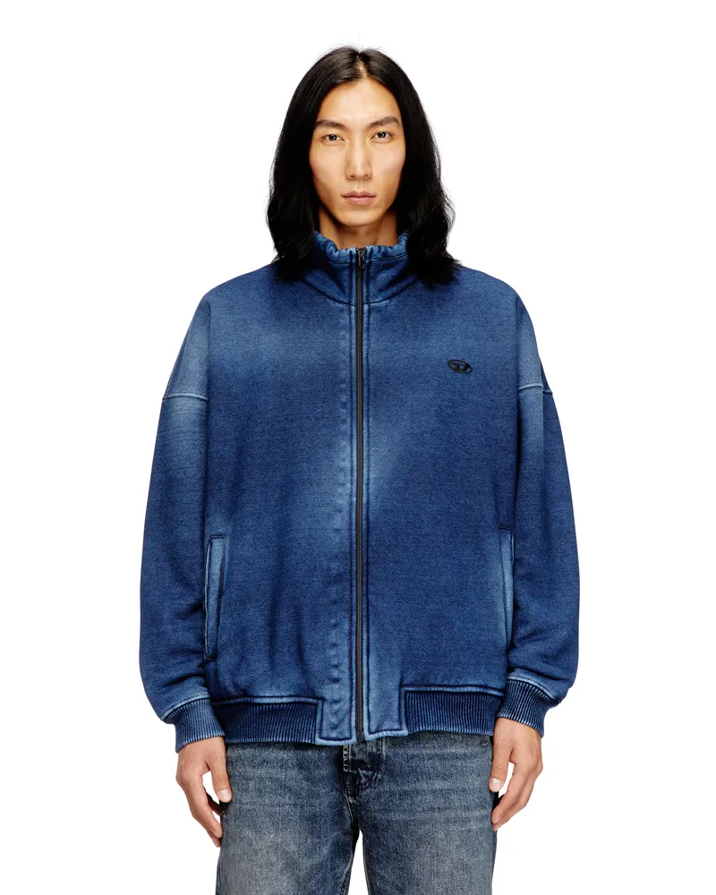 Diesel Teddygefütterte Reißverschlussjacke mit Denim-Effekt - Jacken - Herren - Blau Blau