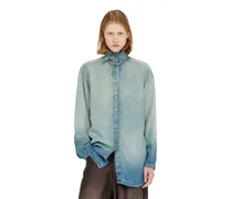 Hemd aus marmoriertem, fließendem denim - Denimhemden - Damen - Blau