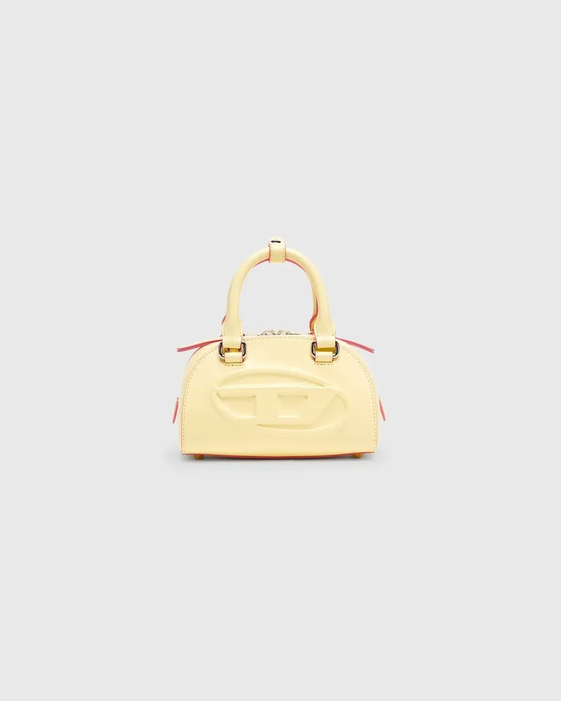 Diesel 1DR Dome-Kleine-Bowling-Tasche aus Leder - Schultertaschen - Damen - Gelb Gelb