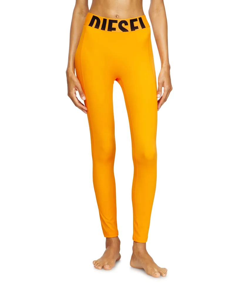 Diesel Leggings aus Mikrofaser mit Cut-off-Logo - Hosen - Damen - Orange Orange
