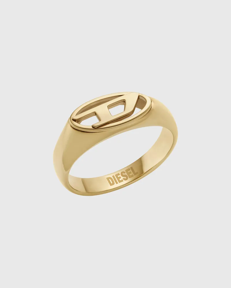 Diesel Siegelring aus goldfarbenem Edelstahl - Ringe - Unisex - Gold Gold