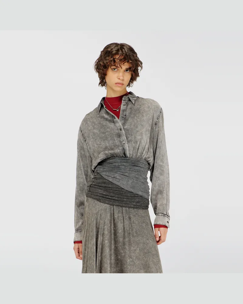 Diesel Satinbluse mit gedrehter Taillenpartie - Hemden - Damen - Grau Grau