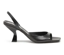 D-Amber-Slingback-Sandalen aus Leder in Eidechsen-Optik - Sandalen - Damen - Schwarz