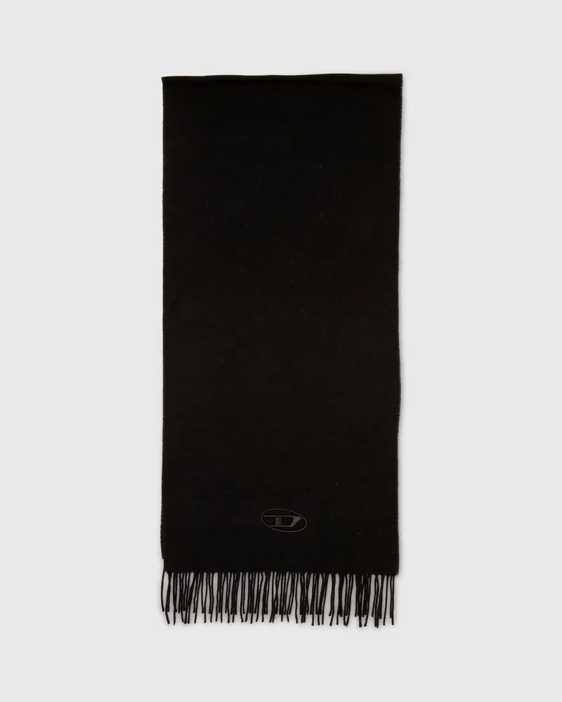 Diesel Schal aus Wollmischung mit Fransenabschlüssen - Schals - Unisex - Schwarz Schwarz